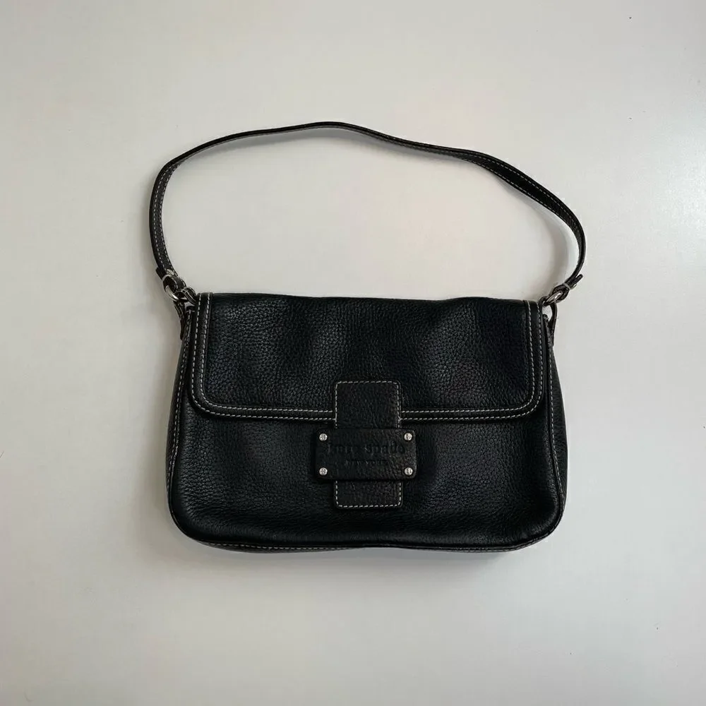 EUC Kate Spade Saffiano Leather Black Dome Clutch Purse